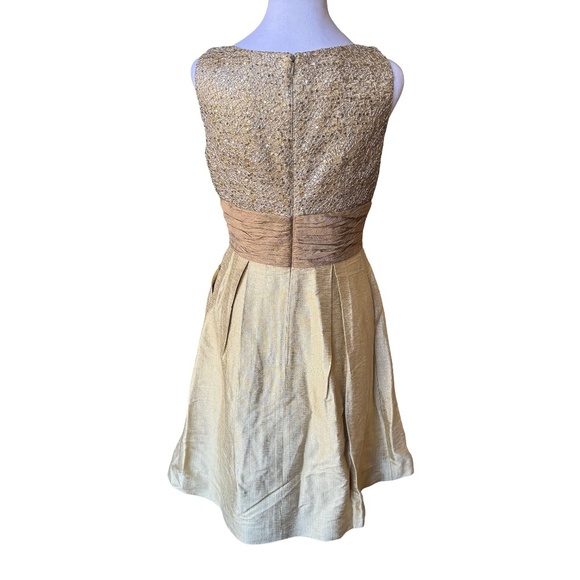 NWOT Kay Unger Sequin and Silk Mini Party Dress in Gold Size 8 - Picture 5 of 13